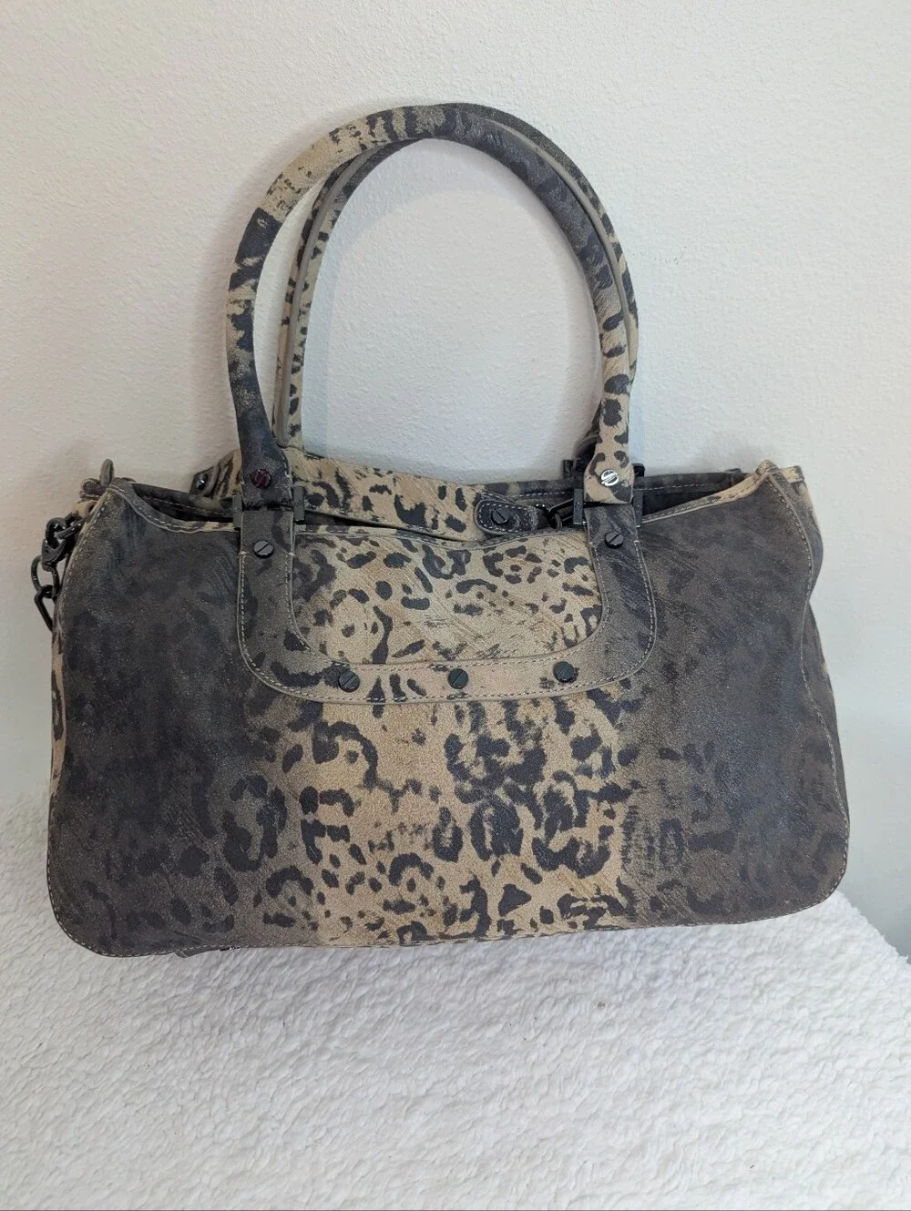 Tory Burch Amanda Leopard Print Satchel Chain Strap NWT Tag Coconut 11109017 - Picture 3 of 15